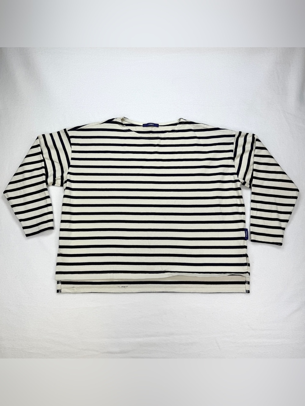 OMNES Breton Striped Long Sleeve Oversized Sailor Shirt Boat Neck Nautical M